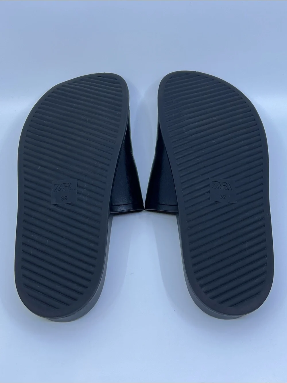 Zara Double Strap Flat Sandal | Black | Size 8 (39) - Picture 10 of 12